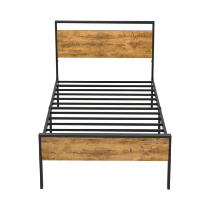 Metal Bed Frame Natural Steel 200x92x99.5cm