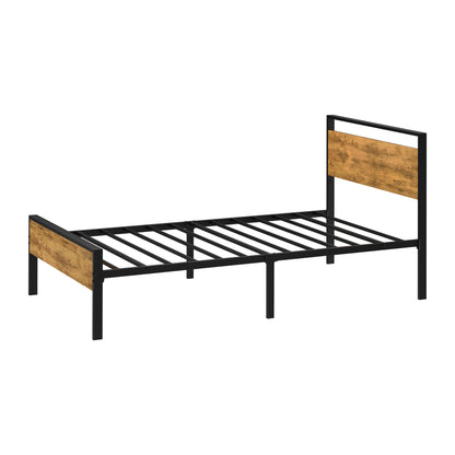 Metal Bed Frame Natural Steel 200x92x99.5cm