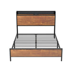 Metal Bed Frame Double & King Size with LED Headboard, USB Charging & Storage Drawers