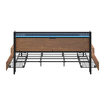 Metal Bed Frame King Size with LED Headboard, 4 Storage Drawers & USB Ports