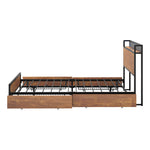Metal Bed Frame Queen Size LED Headboard 4 Storage Drawers USB