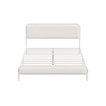 Metal Bed Frame King Single/Double/Queen Size Bedhead Boucle Fabric Beige