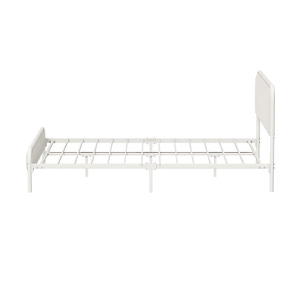 Metal Bed Frame King Single/Double/Queen Size Bedhead Boucle Fabric Beige