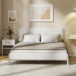 Metal Bed Frame King Single/Double/Queen Size Bedhead Boucle Fabric Beige