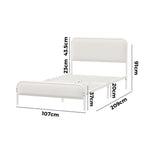 Metal Bed Frame King Single/Double/Queen Size Bedhead Boucle Fabric Beige