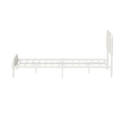 Metal Bed Frame King Single/Double/Queen Size Bedhead Boucle Fabric Beige