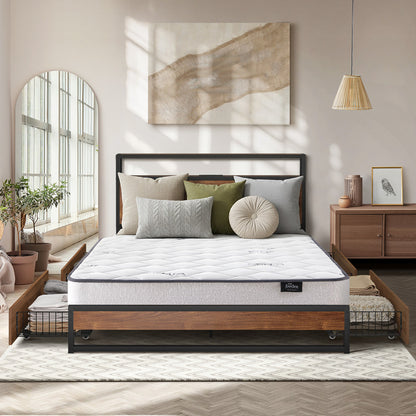 King Bed Frame LED Drawers USB Mattress