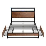 Double Bed Frame LED Headboard Storage Drawers USB | HomeAnd