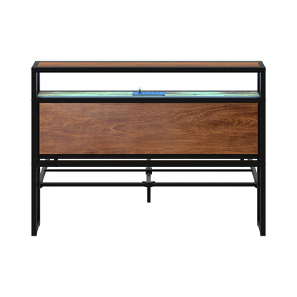 Metal Bed Frame Double LED Light Storage Headboard USB Charge
