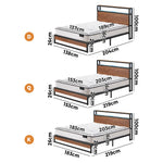 Industrial Metal Bed Frame Double with LED, Storage Shelf, USB Ports & Mattress 204cm