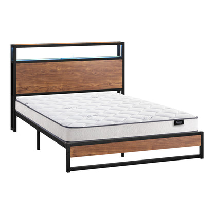 Industrial Metal Bed Frame King with LED, 4 Storage Drawers, USB & Mattress 219cm x 183cm - 10
