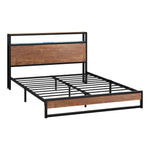 Metal Bed Frame Queen Size LED Storage Headboard USB Charge