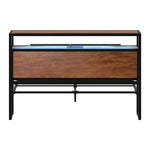 Metal Bed Frame Queen Size LED Storage Headboard USB Charge