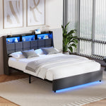 Double/King/Queen Bed Frame With LED Storage Headboard And USB Charging Ports