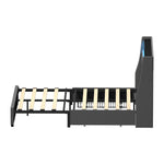 Double/King/Queen Bed Frame With Headboard RGB LED Lights USB Charging Drawer