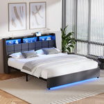 Double/King/Queen Bed Frame With LED Storage Headboard And USB Charging Ports