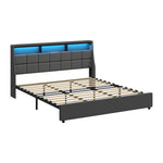 Double/King/Queen Bed Frame With LED Storage Headboard And USB Charging Ports