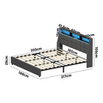 Double/King/Queen Bed Frame With LED Storage Headboard And USB Charging Ports