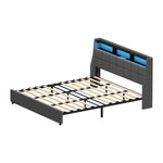 Double/King/Queen Bed Frame With LED Storage Headboard And USB Charging Ports