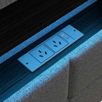 Double/King/Queen Bed Frame With Headboard RGB LED Lights USB Charging Drawer