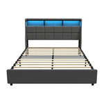 Double/King/Queen Bed Frame With LED Storage Headboard And USB Charging Ports