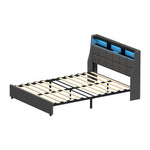 Double/King/Queen Bed Frame With LED Storage Headboard And USB Charging Ports
