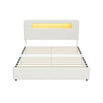 Double/King/Queen Bed Frame With LED Lights USB Charging Headboard Bedroom Furniture