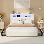 Double/Queen/King  Bed Frame With 2 Drawers LED USB Charging Headboard Bedroom Furniture