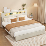 Double/King/Queen Bed Frame With LED Lights USB Charging Headboard Bedroom Furniture