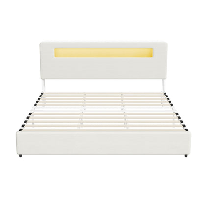 Double/King/Queen Bed Frame With LED Lights USB Charging Headboard Bedroom Furniture