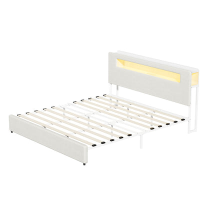 Double/King/Queen Bed Frame With LED Lights USB Charging Headboard Bedroom Furniture
