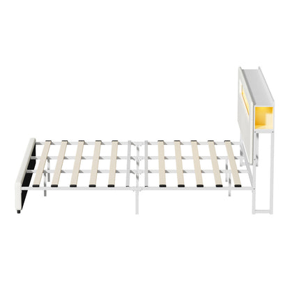 Double/King/Queen Bed Frame With LED Lights USB Charging Headboard Bedroom Furniture