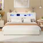 Double/King/Queen Bed Frame With LED Lights USB Charging Headboard Bedroom Furniture