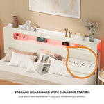 Double/King/Queen Bed Frame With LED Lights USB Charging Headboard Bedroom Furniture