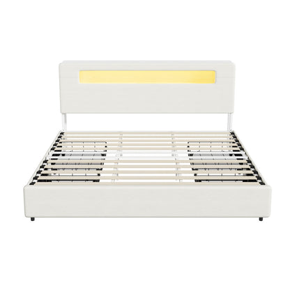 Double/Queen/King  Bed Frame With 2 Drawers LED USB Charging Headboard Bedroom Furniture