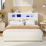 Double/King/Queen Bed Frame With LED Lights USB Charging Headboard Bedroom Furniture
