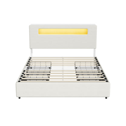 Double/Queen/King  Bed Frame With 2 Drawers LED USB Charging Headboard Bedroom Furniture
