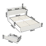 Double/Queen/King  Bed Frame With 2 Drawers LED USB Charging Headboard Bedroom Furniture