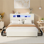Double/Queen/King  Bed Frame With 2 Drawers LED USB Charging Headboard Bedroom Furniture