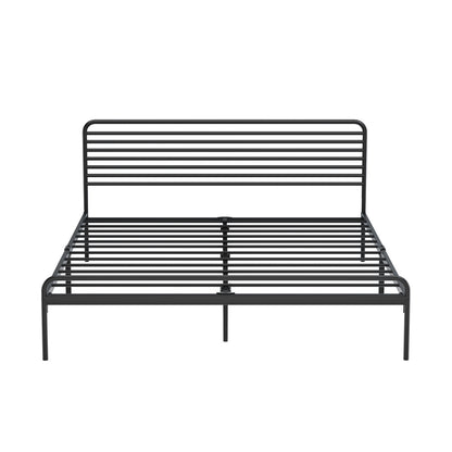Double/Queen/King Single Metal Bed Frame Railing-style Black