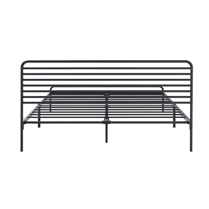 Double/Queen/King Single Metal Bed Frame Railing-style Black