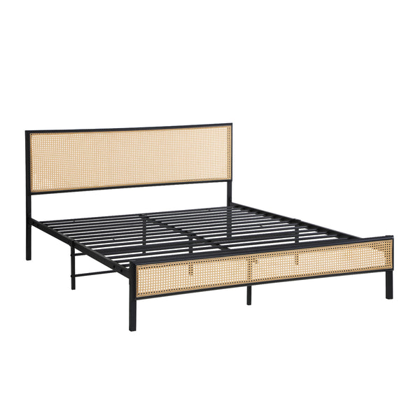  Metal Bed Frame All Sizes with Rattan Board