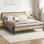 Metal Bed Frame All Sizes with Rattan Board