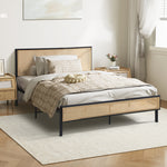 Metal Bed Frame All Sizes with Rattan Board