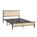 Metal Bed Frame All Sizes with Rattan Board