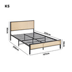 Metal Bed Frame All Sizes with Rattan Board