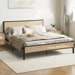 Metal Bed Frame All Sizes with Rattan Board