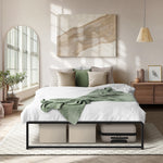 Metal Bed Frame King Size Beds Base Platform Black/White