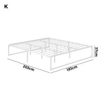 Metal Bed Frame King Size Beds Base Platform Black/White