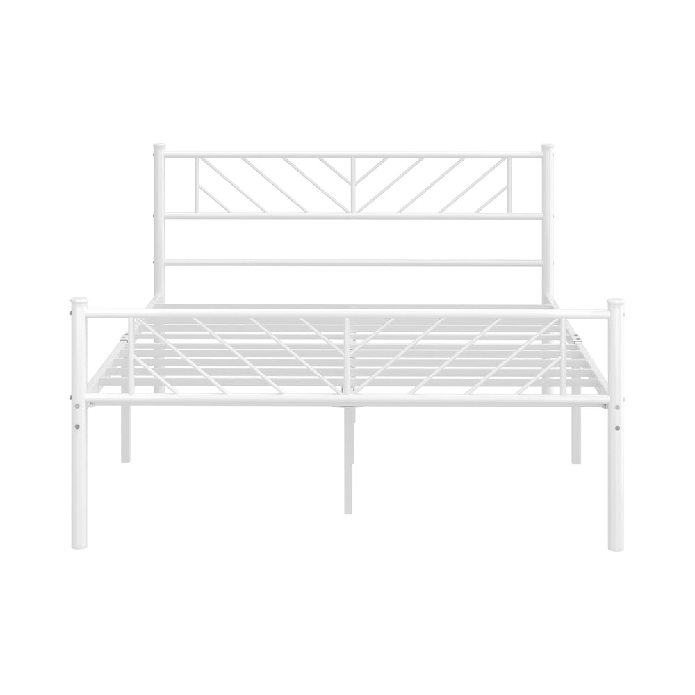 Metal Bed Frame Double Metal Base Mattress Platform White